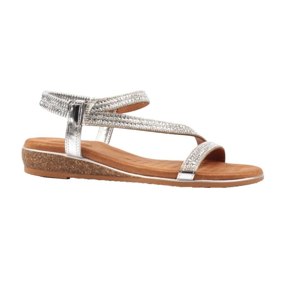 Lunar Womens/Ladies Jazmine Wide Wide Sandals / Silver